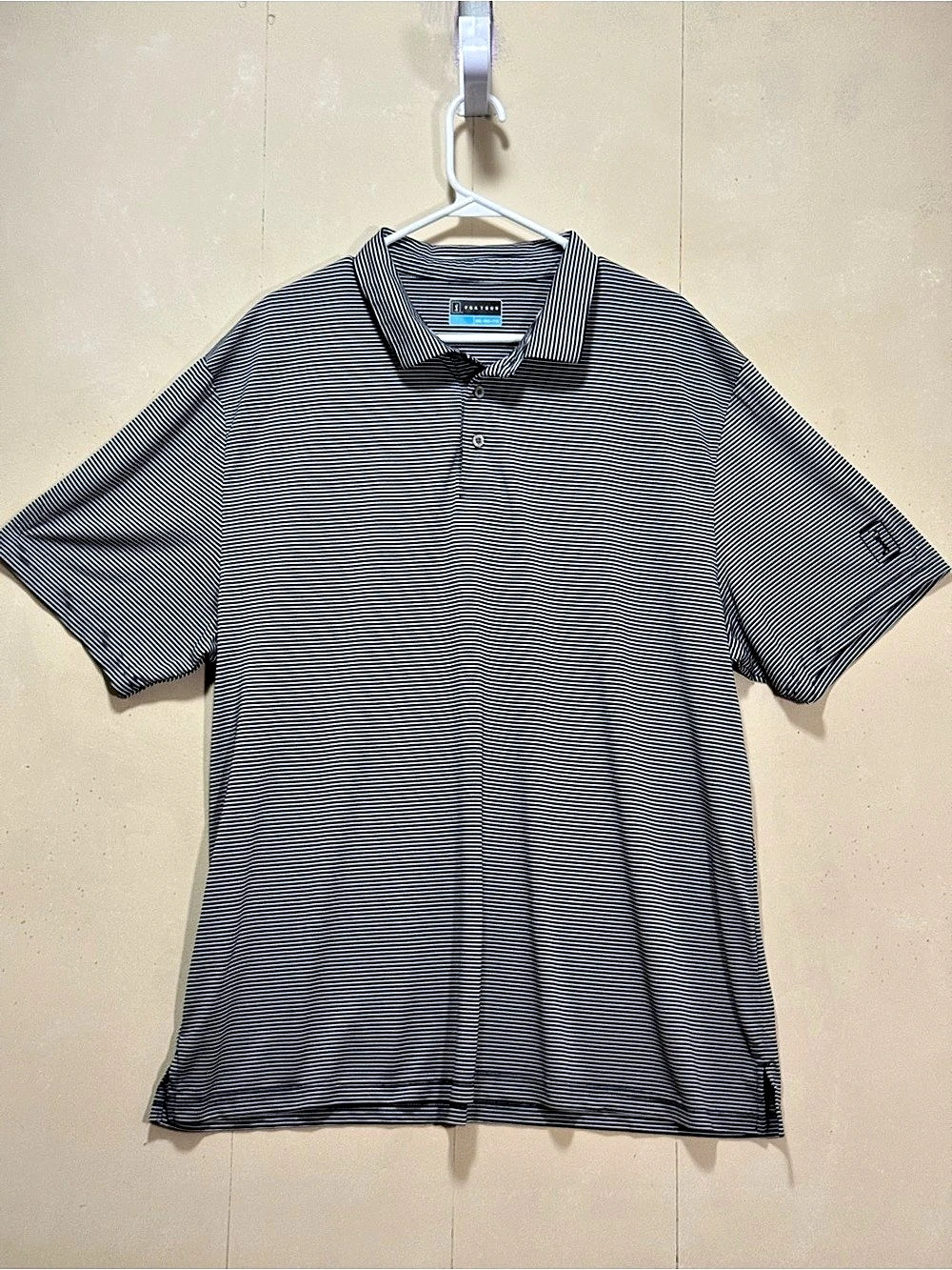 PGA TOUR Golf Polo Striped in Navy & White Size XXL